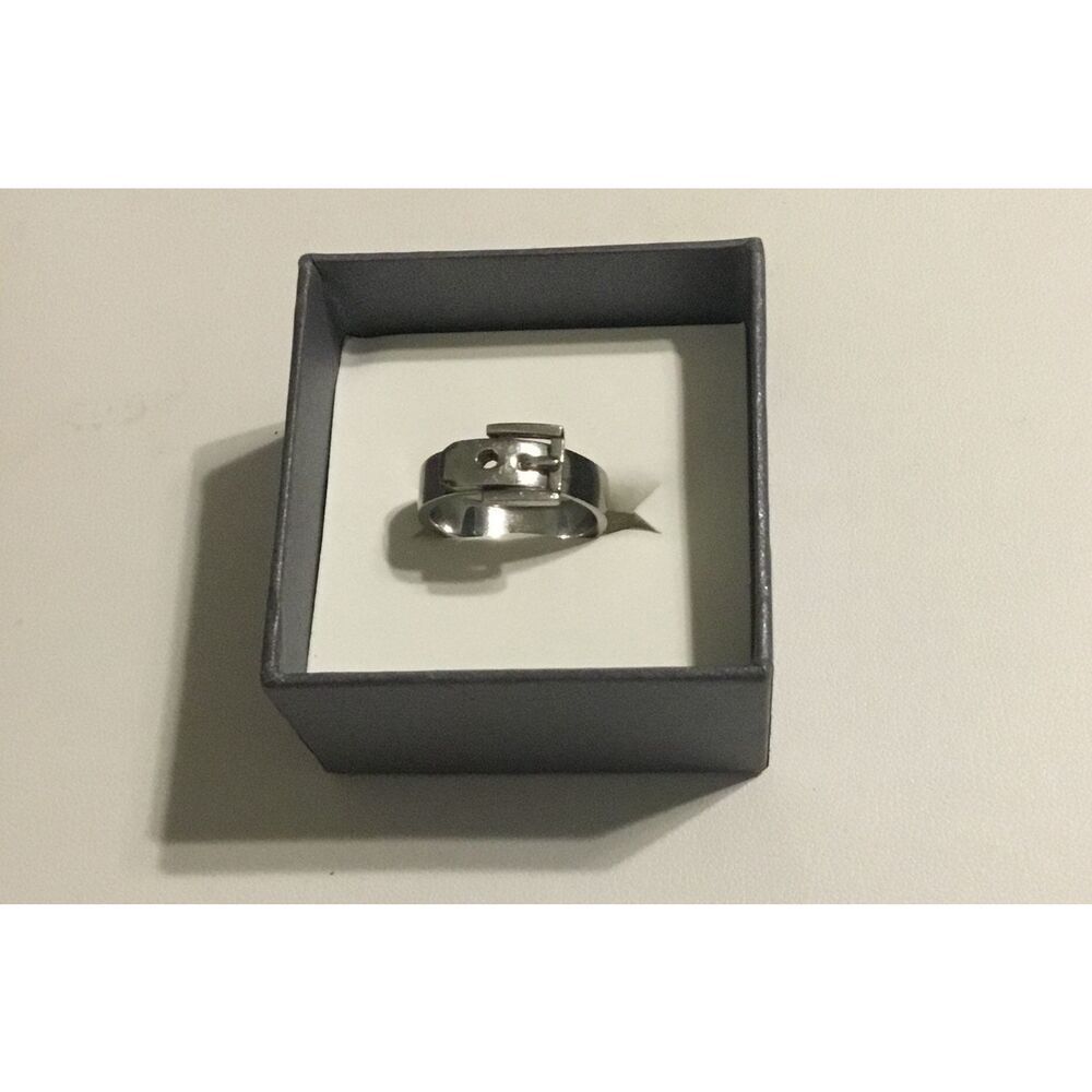New Trendy Stainless Steel Buckle Band Ring Sz 4
